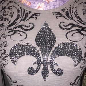 F21 Fleur de Lis Thermal L/S Top sz L